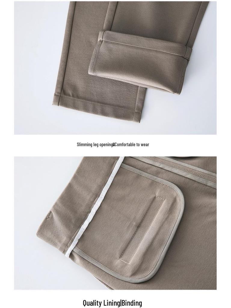 Women's Cotton-Blend Stretch Slimming Pants - Plus Size, Straight-Leg, Spring/Autumn 2025