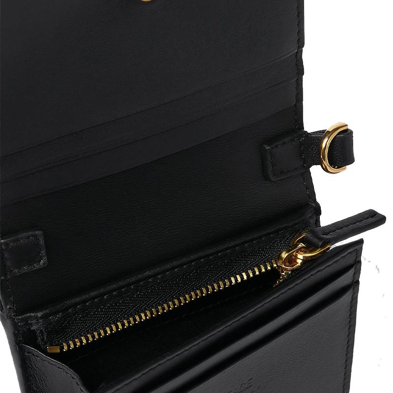 Versace Borsa a Spalla/Crossbody Portafoglio Greca Dea con Tracolla Rimovibile a Catena Doppia Piegatura in Pelle d'Agnello Decorata 1007130-1A05134-1B00V