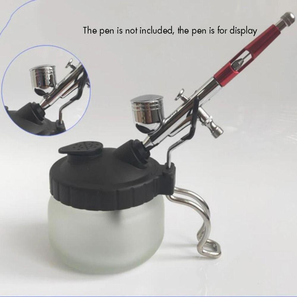 Metal Handle Airbrush Cleaning Jar with Cover Glass Bottle Waste Liquid Collector Modeling