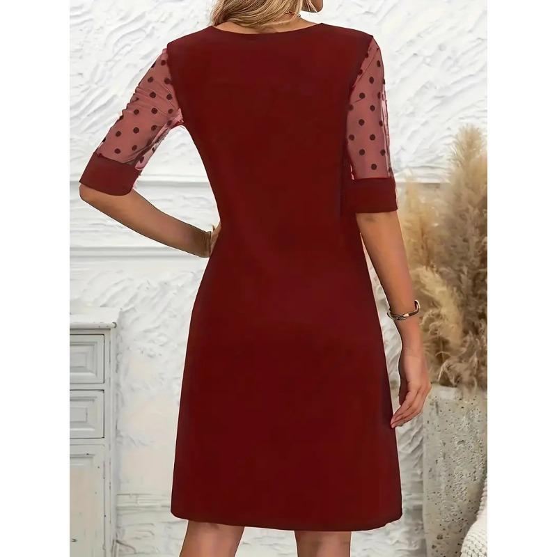 Women's Fashion Summer Spring Love Letter Print 1/2 Sleeves O-Neck High Waist Casual Dresses