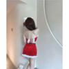 New Sexy Pure Wind Velvet Plush New Year's Day Christmas Split Temperament Short Dress Suit for Women