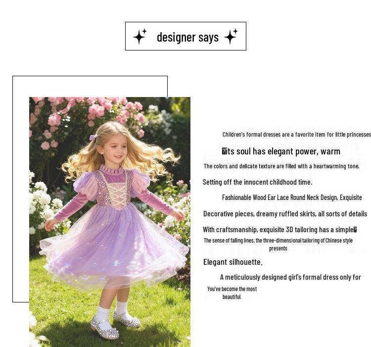 Elsa Princess Dress for Girls - Spring/Autumn Birthday Puffy Skirt