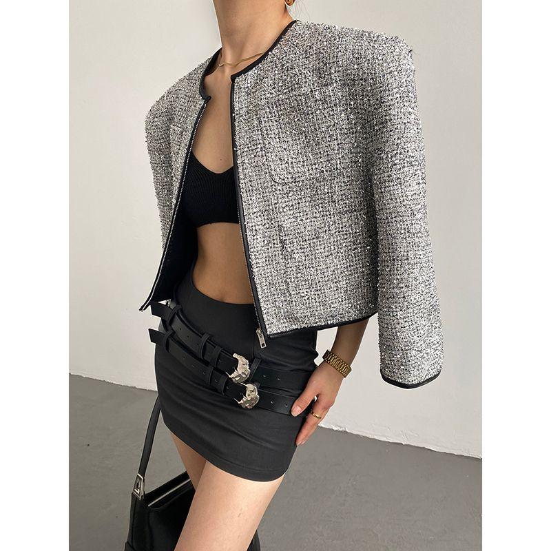 

Классический стиль короткое модное винтажное пальто с несколькими карманами Silver S