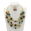 Fashion Acrylic Jewelry Women Retro Big Resin Stone Glass Beads Handmade Necklace Earring Set For Femme Christmas Gift