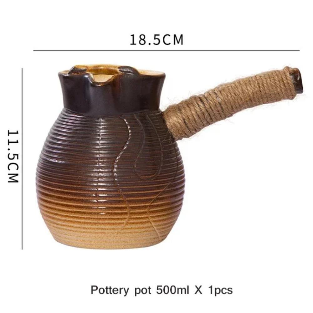 Clay Stove with Grilled Handle, Teapot Aged White Dedicated Cooking Tea Pot, Firewood Burning Boil Water, Chinese Style Utensils