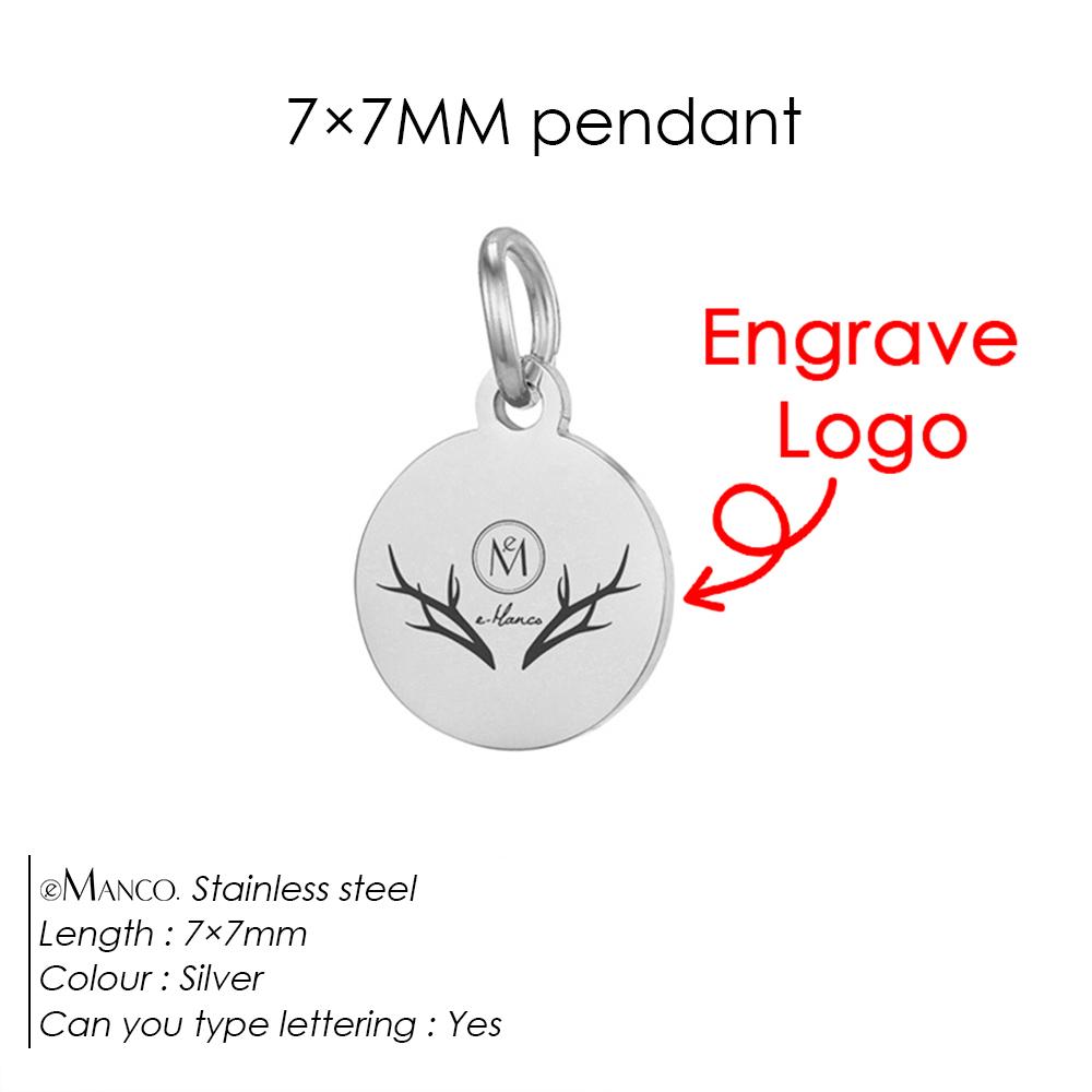 e-Manco Custom Tags Stainless Steel Charms for Necklace Bracelets 6 Sizes to Choose