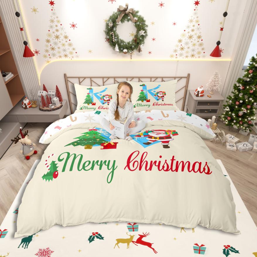 Comforter Homewish Colorful Letter Monogrammed Theme Bedding Setmerry Christmas Bed Set For Girls Boys