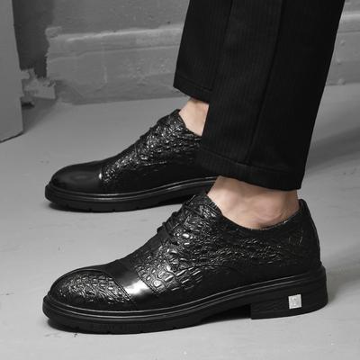 Men’s Lace-up Casual Leather Shoes Brand Comfort Slip On Formal Business Loafers Men Crocodile Pattern Black Male Driving Shoes