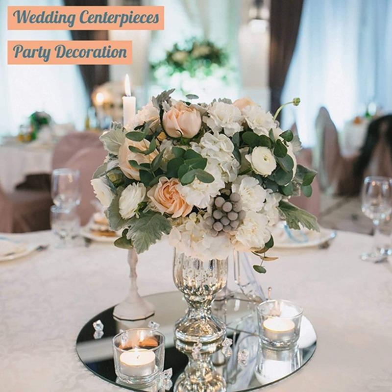 1pc Acrylic Round Mirrors for Tables Centerpieces Circle Mirrors Candle Plates for Wall Wedding Table Centerpieces