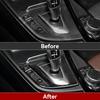 Car Gear Shift Panel Sticker Decal Carbon Fiber Trim fits for BMW F30 F31 F34 3GT F32 F33 F36 2012- Accessories - 330e NOT FIT (Black)