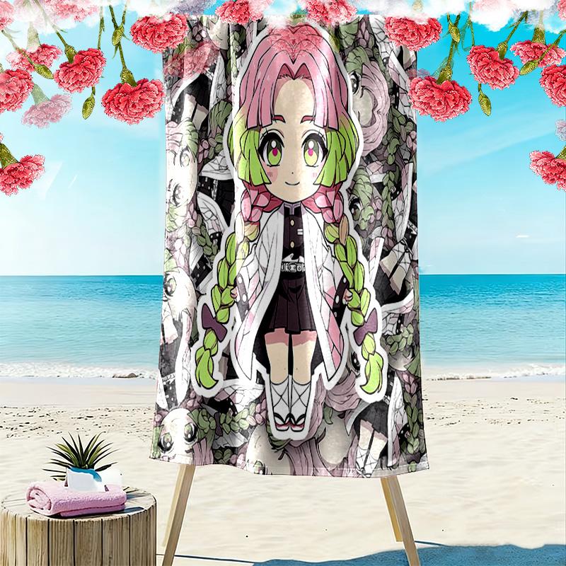 Demon Slayer Print Beach Towel, Large Soft Quick Dry Towel for Beach Camping Swimming