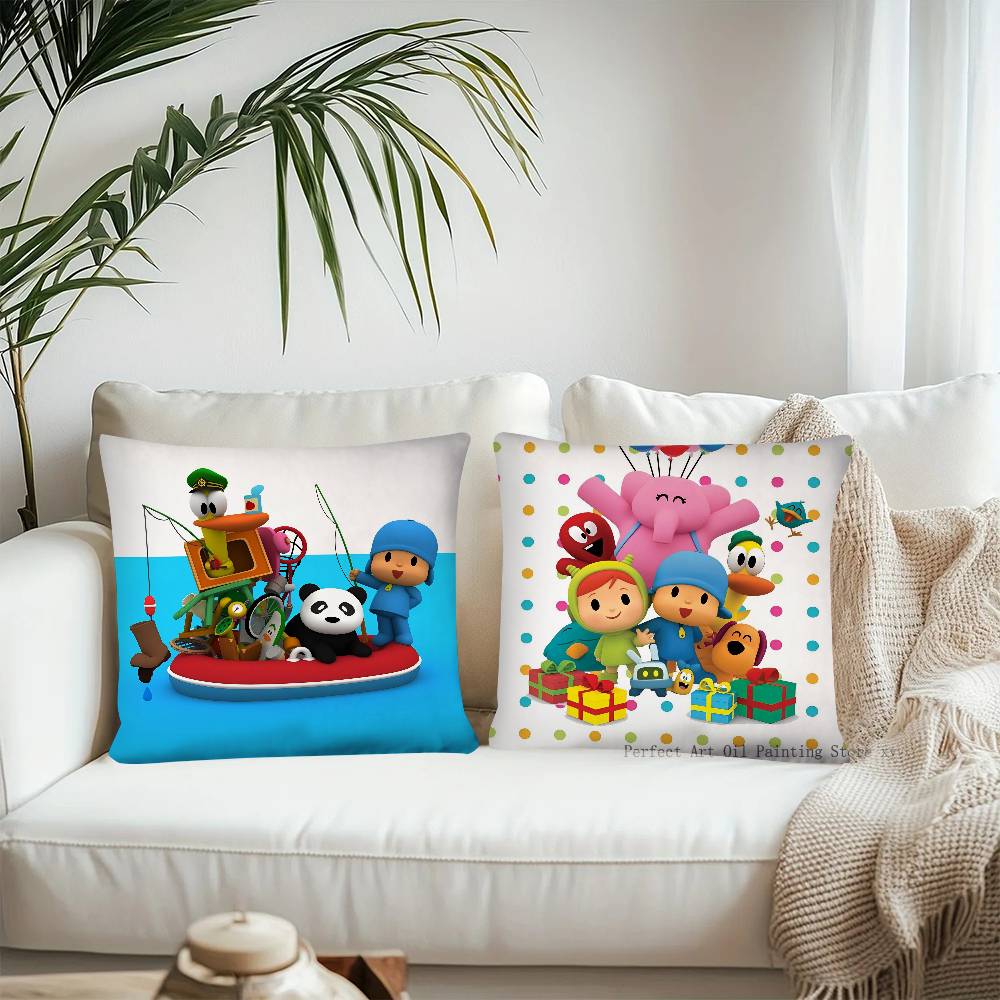 Cartoon P-Pocoyos Cute Pillow Case Fashion Square Pillowcase Bedroom Sofa Room Ins Decoration Leisure Cushion Cover