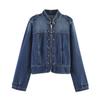 Außenhandel Großhandel, Europäischer und Amerikanischer Stil Französische Damenmode Vielseitige Denim-Jacke mit dreifacher Schnalle 6929073
