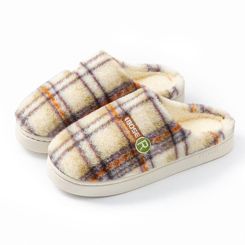 Winter cotton slippers women's plush cute warm home hair drag male couple autumn and winter indoor home non-slip ins