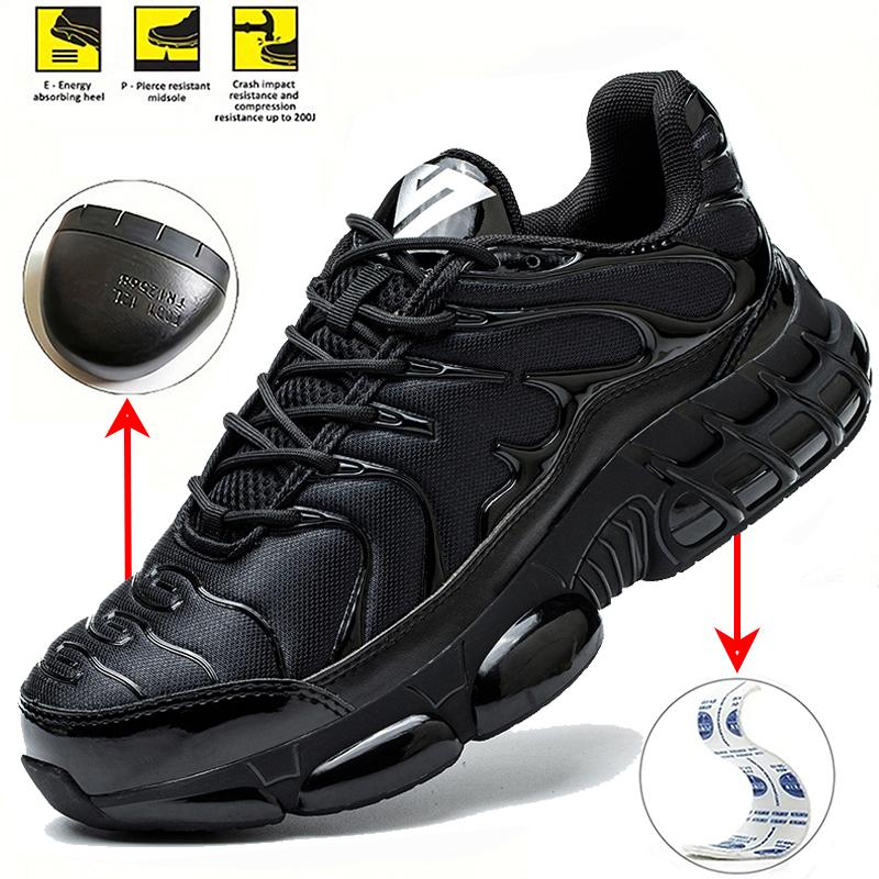 Men's Lightweight Steel Toe Work Boots - Breathable Safety Sneakers for Outdoor Construction | Anti-Smash & Anti-Puncture Shoes