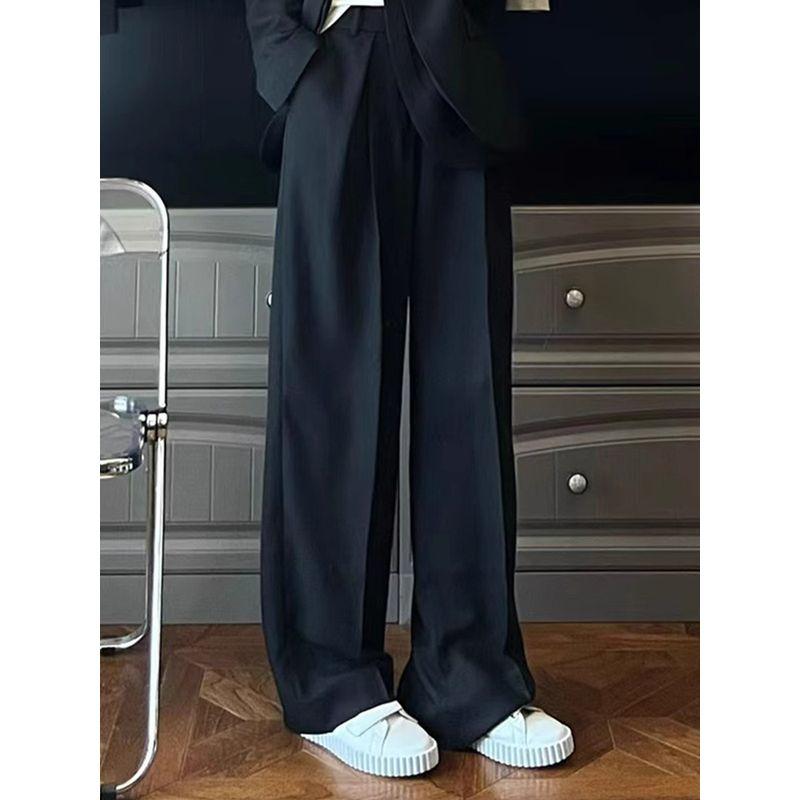 

Plus size women clothing Suit Wide-Leg Pants Two-piece Set 2024 Autumn clothes Chubby Girl Professional Suit Suit trousers Set Loose Slimming One Piece Pants 4XL [Suggested 87.50 kg-97.50 kg]]