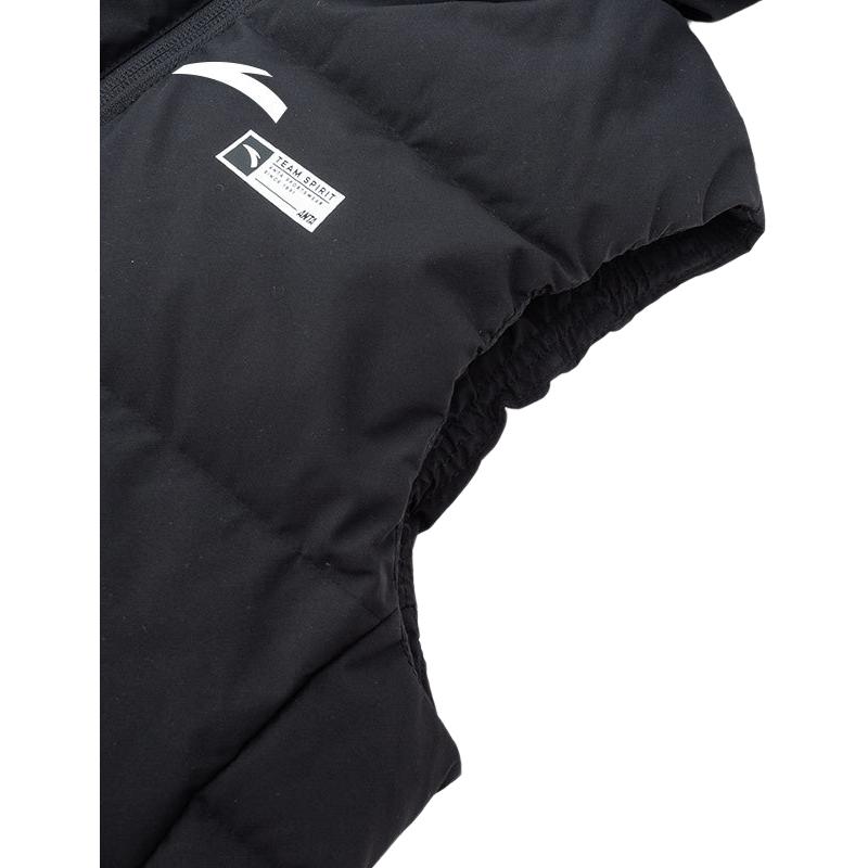 Anta Training Series Solid Color Hooded Zipper Thick Warm Down Vest Women Vests Black 162247930-2