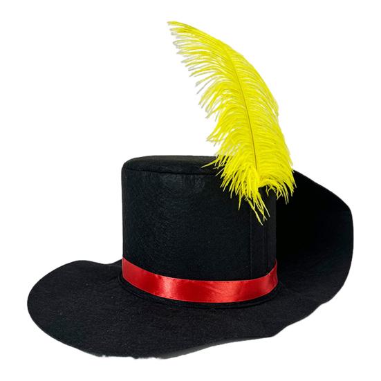 Yousheng Unisex Feather Hat Stage Performance Hat Solid Color Felt Design Flat Top Wide Brim Snowman Hat Halloween Cosplay Hat for Adult And Children