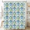 Floral Shower Curtain Botanical Pattern Blue Green Nature Home Decor Bathroom Fabric Waterproof Vintage Style Farmhouse Aestheti