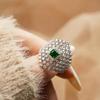 Anello da Donna Huitan Scintillante Intarsiato con Zirconia Cubica Verde Design Vuoto Moda Matrimonio Elegante Accessori da Donna Gioiello Regalo