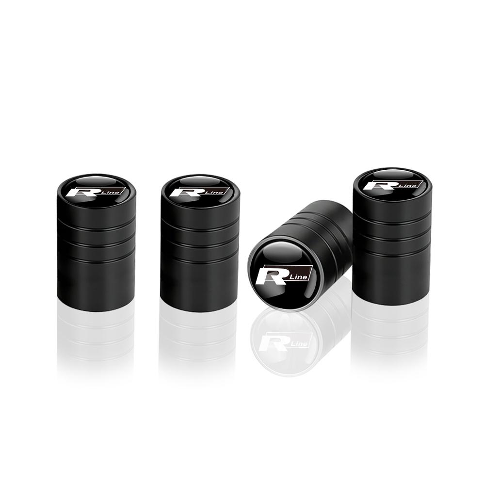 4Pcs Car Metal Wheel Tire Air Valve Dust Caps Accessories With Logo For Volkswagen Golf Rline Passat GTI Sagitar Scirocco Tiguan