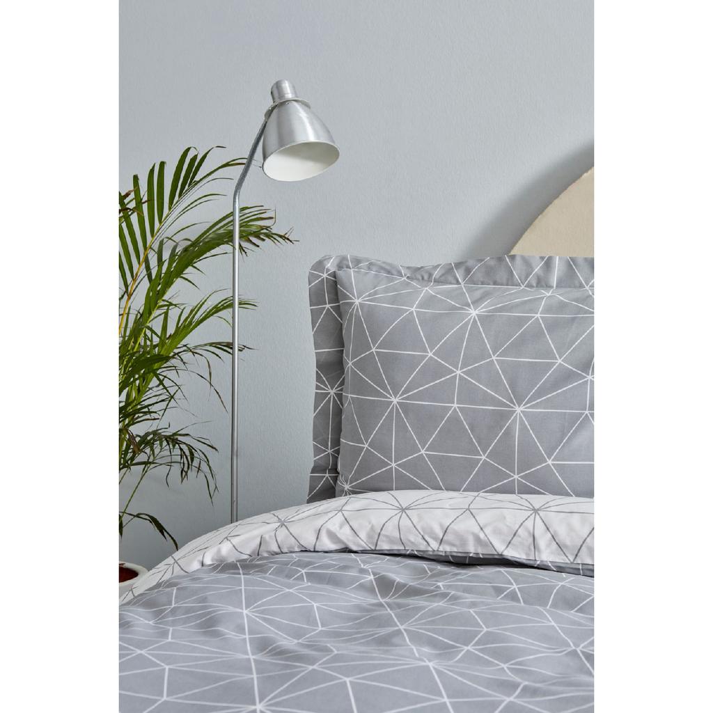 Home Colby Gray 100% Cotton Single Duvet Cover Set