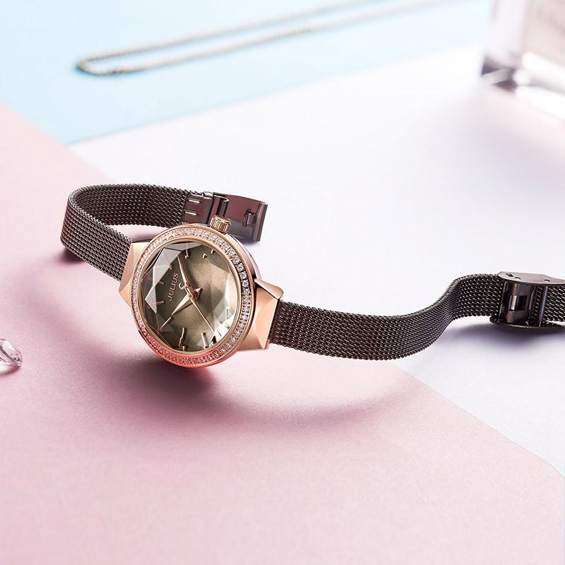 Micro‑set Zircon Julius Lady Women's Watch MIYOTA Fashion Hours Stainless Steel Bracelet Girl's Birthday Gift Box