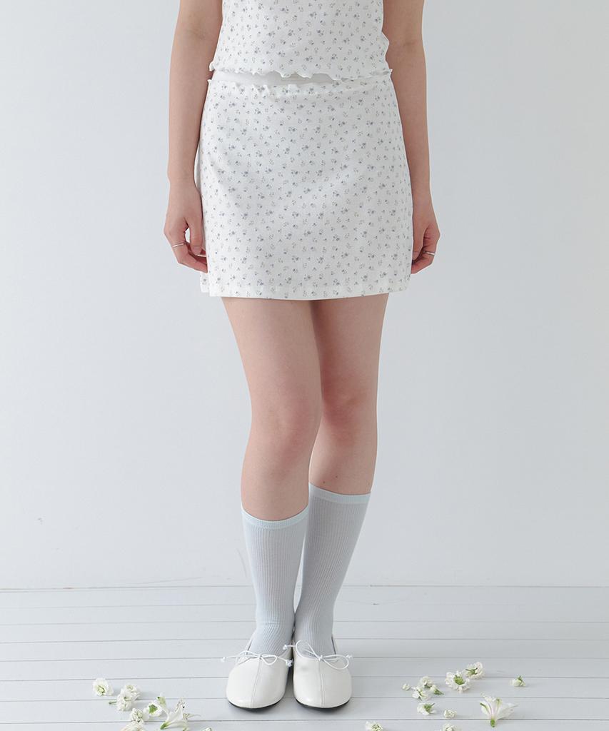 Laminez Luna Floral Mini Skirt - Ivory