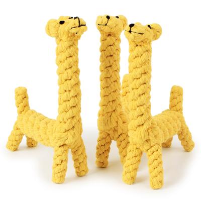 Pippi Tao Geformtes Baumwollseil - Gewebte Giraffe, Beißfestes Mehrstrang-Knoten Haustierspielzeug
