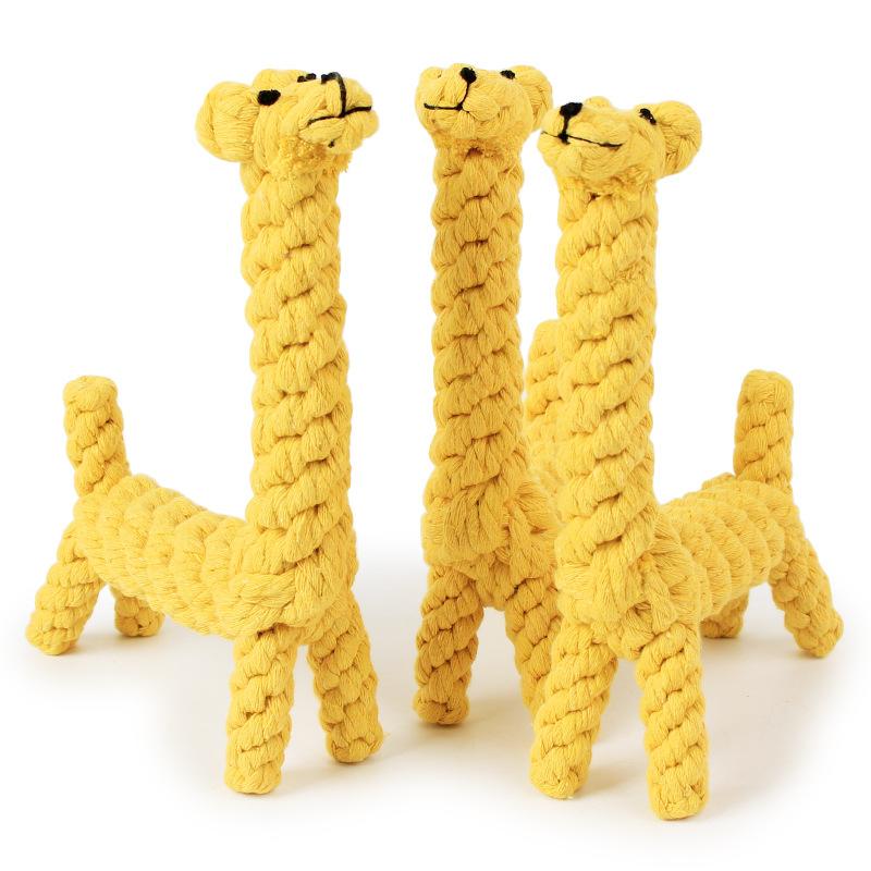 Pippi Tao Shaped Cotton Rope - Woven Giraffe, Grinding Teeth Resistant Multi-Strand Knot Pet Toy