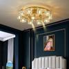 Light Luxury High-end Living Room Ceiling Lamp Full Copper Crystal with Spotlights Bedroom Study Room Lamps
