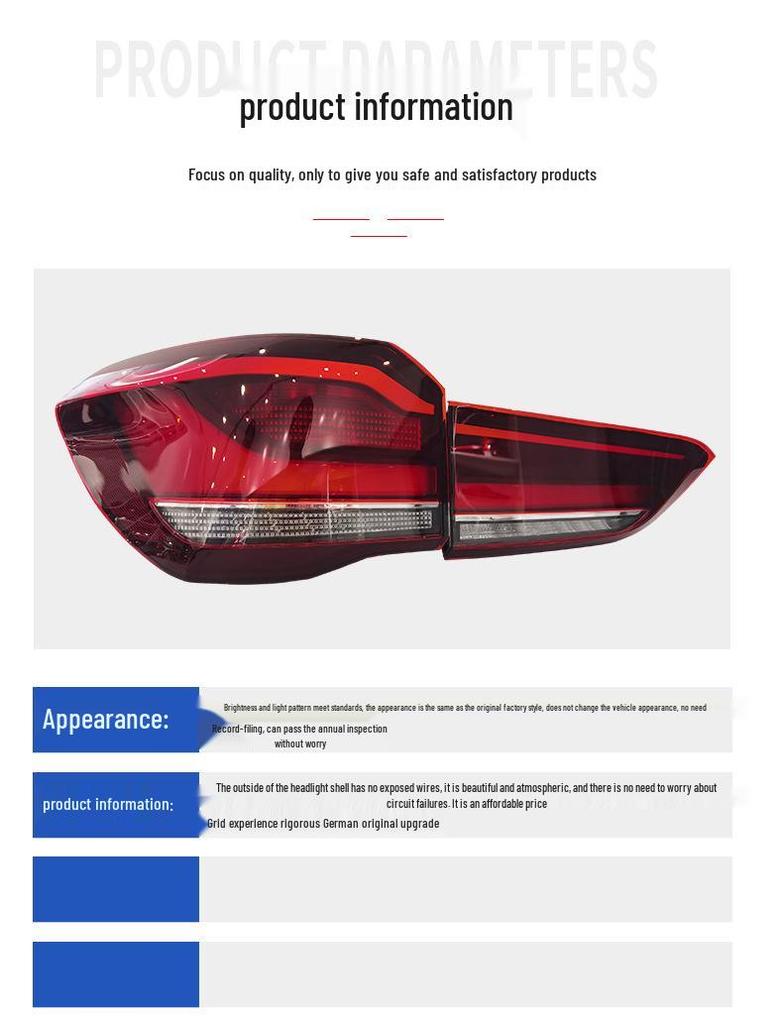 LED Brake Taillight Assembly for 20-22 BMW X1 - 12V Rear Light