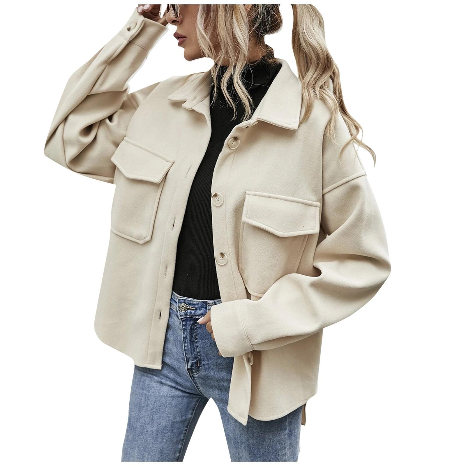 Женская модная однобортная рубашка с длинным рукавом и карманом — фото 11