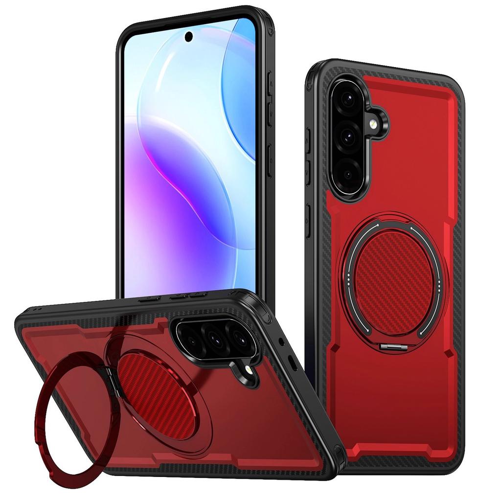 Applicable to Samsung a55 new 360 rotating bracket shell s24/s25ultra carbon fiber pattern anti-drop protective cover