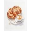 Kekse Aquarell Kekse Kaffee Müsli Brot Französisches Gebäck Poster Druck Wandkunst Bilder Leinwandmalerei Zimmer Heimdekor