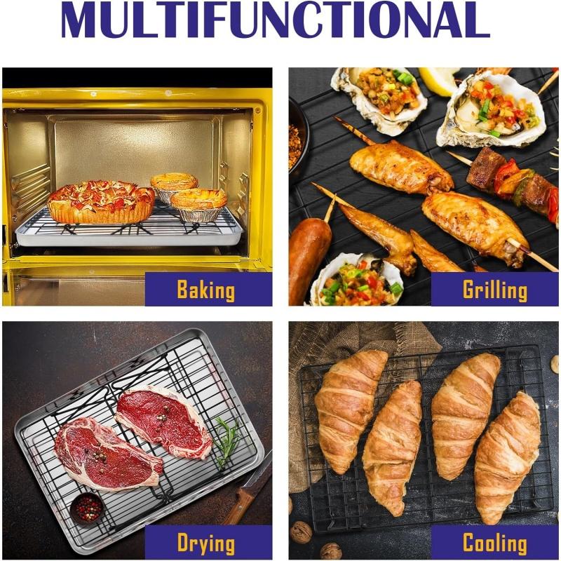 Stainless Steel 3 Layer Foldable Non Stick Wire Grid Baking Tray Cake Cooling Rack Oven Pizza Bread Holder BBQ Shelf Kitchen