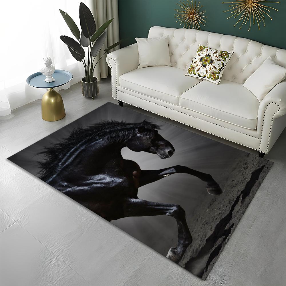 3D Animal Pentium Gallant Horse Steed Carpet Rug for Home Living Room Bedroom Sofa Doormat Decor,kid Area Rug Non-slip Floor Mat