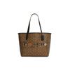 Ciudad 33 Monograma Clásico Estampado de Bandera de Halloween Bolso Tote de Lona y Cuero de Gran Capacidad para Mujer Marrón Negro 5714-IMOUC