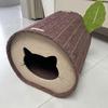 Wear-Resistant Foldable Stump Cat Bed & Claw Tunnel - Non-Stick Hair, Multifunctional Semi-Enclosed Hiding Spot