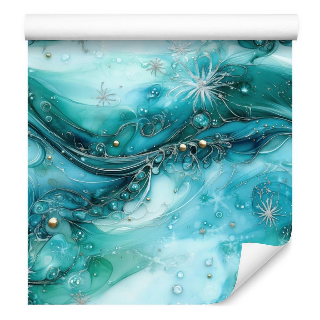 Ink Wallpaper Turquoise, Celadon and Sea Blue for Living Room and Bedroom 50x1000