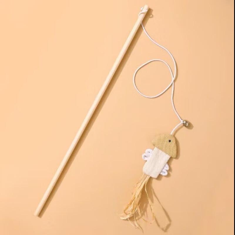 Qio Wooden Long Pole Cat Teaser with Bell