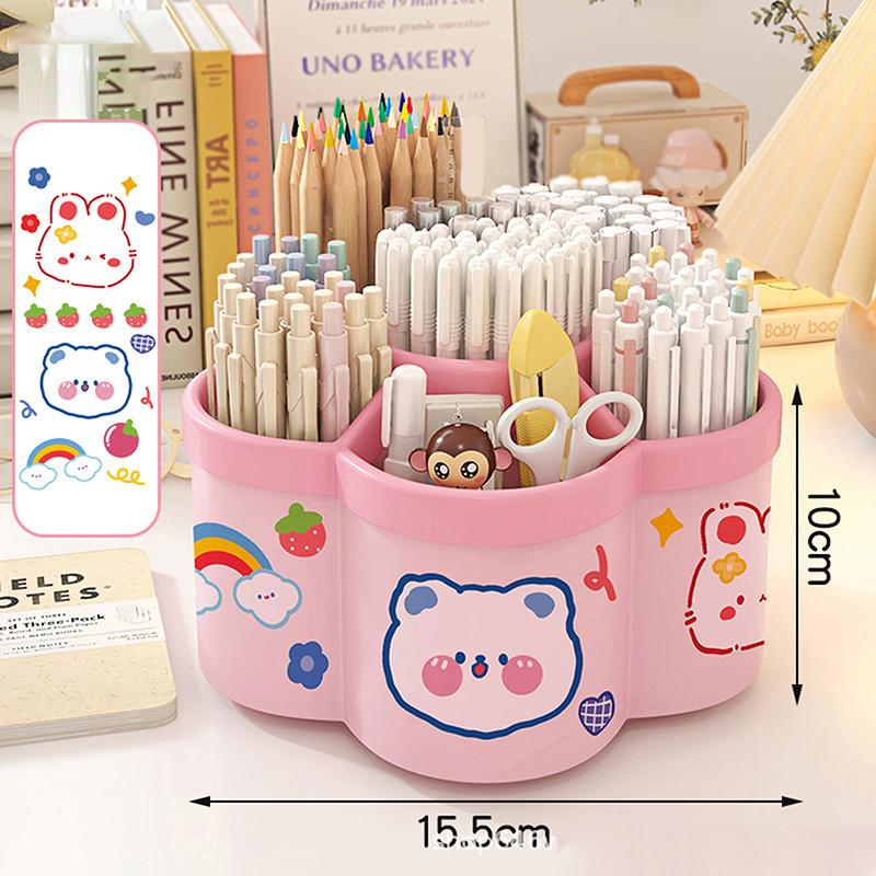 

1 шт. вращающийся на 360 ° держатель для ручек - многофункциональный органайзер для офисного стола, подходит для ручек для макияжа и канцелярских принадлежностей для студентов A3