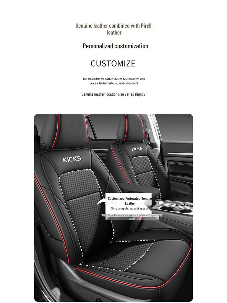 Nissan Kicks All-Season Leather Seat Covers, Full-Coverage Cushions for Five Seats