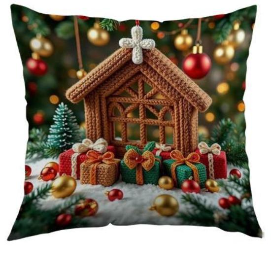 

Рождественская наволочка для дивана, Полиэстеровая наволочка с рождественским принтом, Офисная подушка, Домашняя подушка 45*45cm