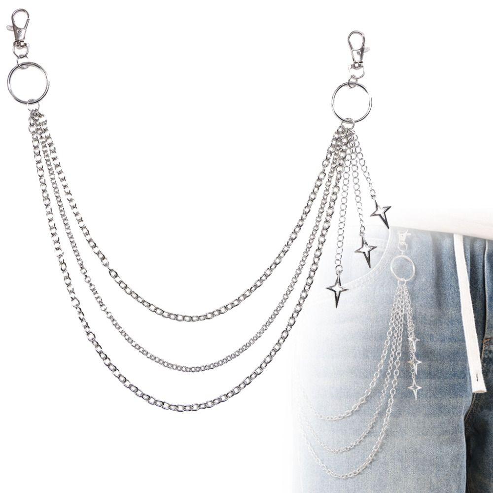 Gothic Quasten Hosenkette Hip Hop Mehrschichtige Schlüsselanhänger Mode Stern Taillenkette Für Frauen Mann