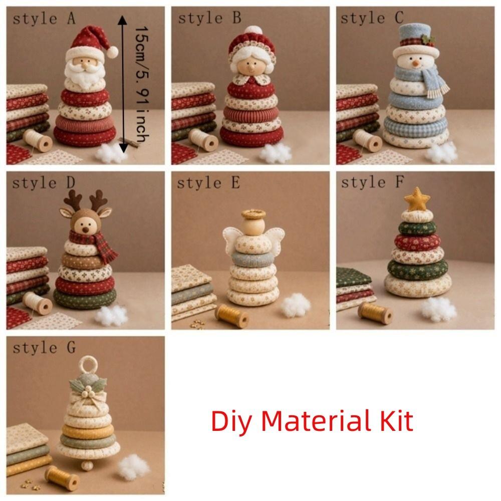 Patchwork Fabric DIY Christmas Patchwork Kit Handmade Cozy Christmas Sewing Craft Kits Soft Cloth Figure Craft Sofa