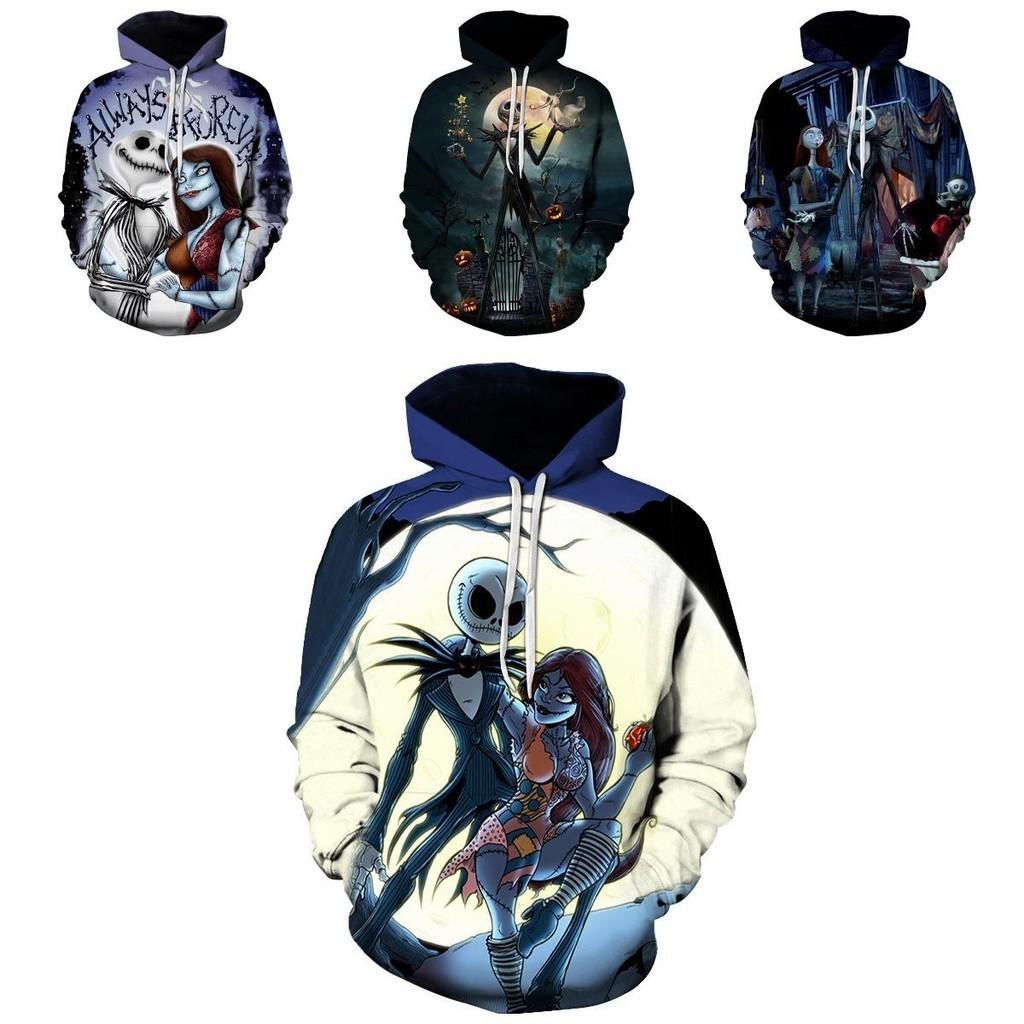 Nightmare Before Christmas Hoodie Pullover Sweatshirt Featuring Jack And Sally Design
