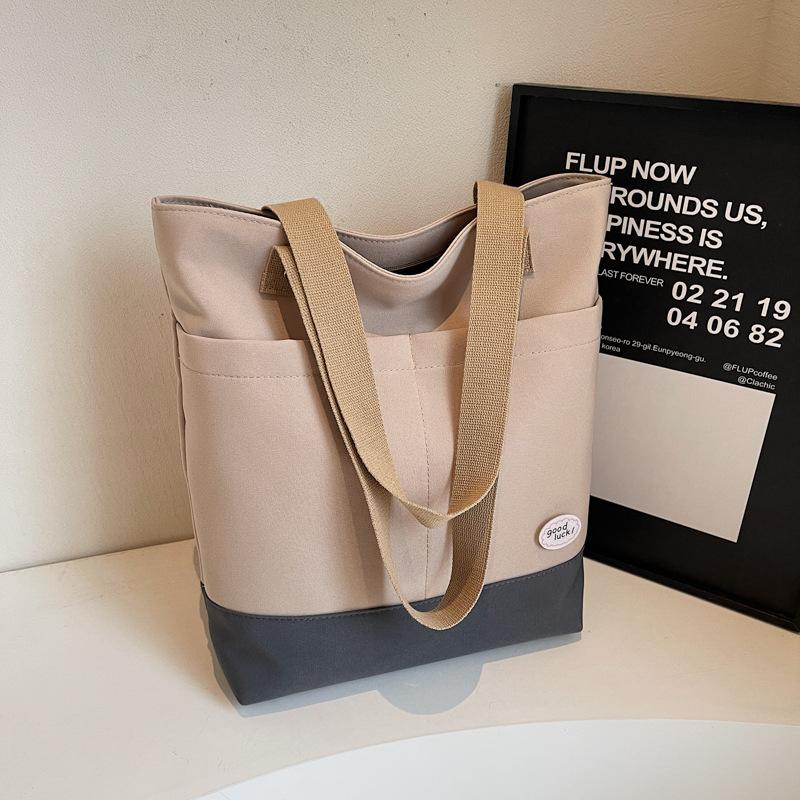 

Холщовая сумка Сумка для студентов колледжа для поездок на занятия Сумка большой вместимости Сумка большая женская новая холщовая сумка-тоут через плечо хаки