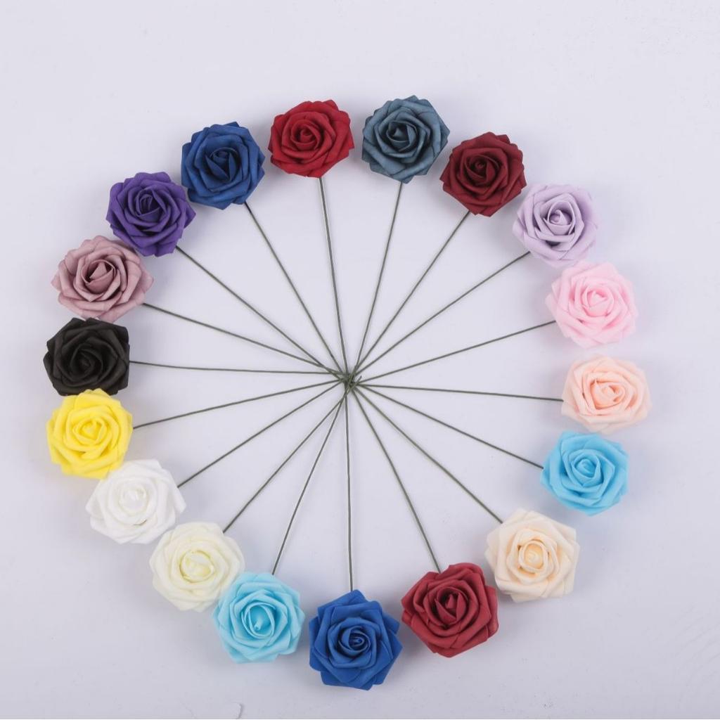 Gefärbte Pe-Schaumstoff-Blütenköpfe Hohe Imitation Farbverlauf Farbe Rose Valentinstag Bogen Handstrauß Material