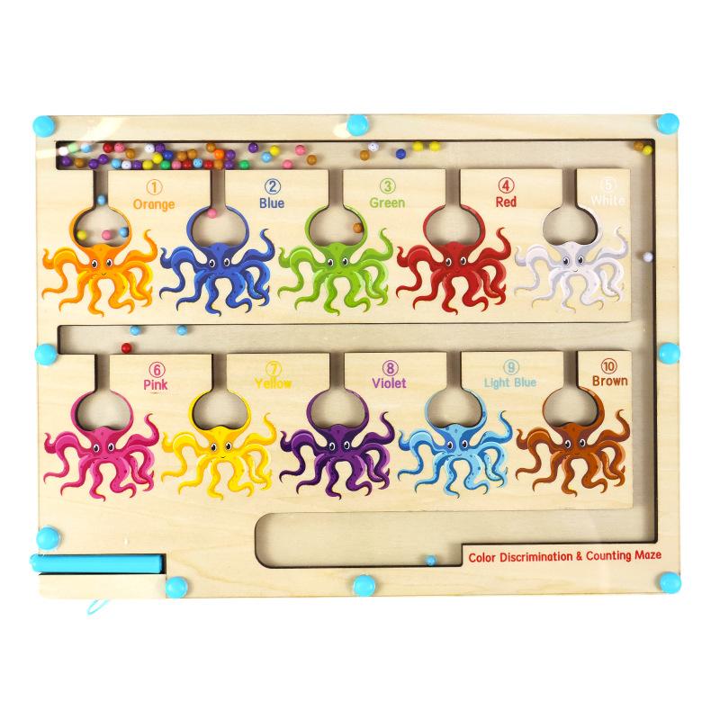Children's Magnetic Counting Color Classification Board Color Classification Magnetic Pen Ball Shifting Game Puzzle Early Education Play
